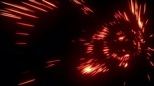 Red Streak Light Particle Tunnel 4K 02(Side View)