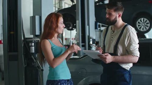 Female Customer in Car Service Center