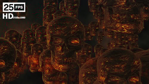 Flying Lava Skulls Dark Ominous Loop Background