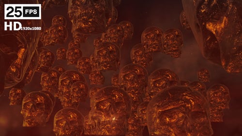 Fiery Skull Swarm Gritty Loop Background