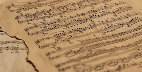 Vintage Sheet Music Close Up Footage