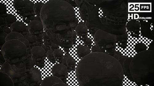 Falling Dark Skulls Loop with Alpha Channel