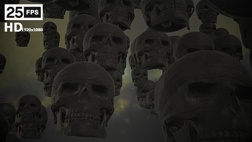 Floating Dark Skulls Ominous Animated Background