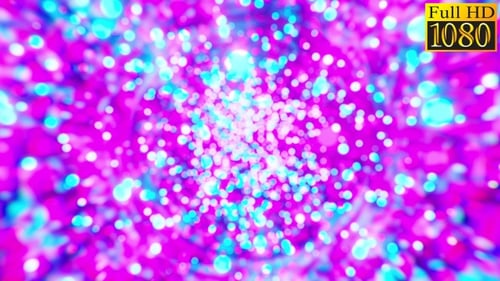 Colorful Glowing Particle Tunnel Abstract Background