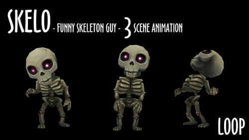 Skelo - Lustiger Skeleton-Charakter - 3-Szenen-Paket