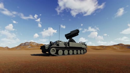 Animated 3D Anti-Aircraft Missile System in Desert