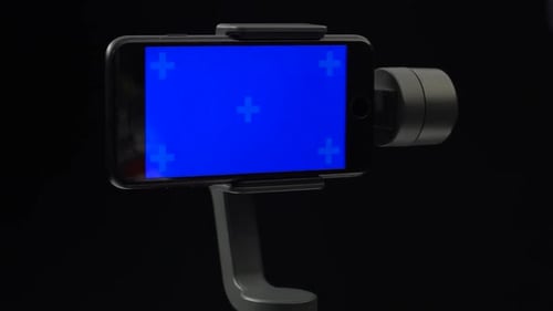 Smartphone on Gimbal with Blue Screen for Compositing