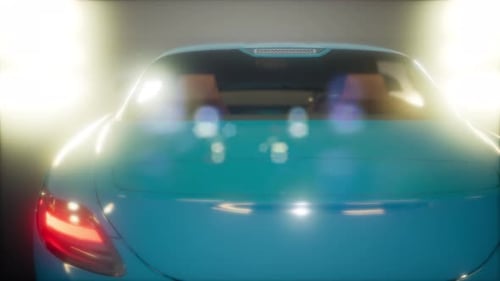 Modern 3D Luxury Sports Car Rotating in Bright Spotlights