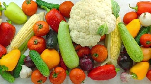 Fresh Vegetables Displayed on White Background