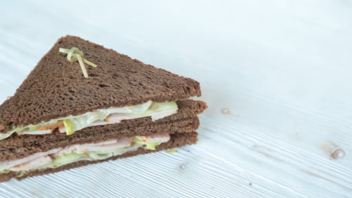 Sandwich with Dark Rye Bread and Lunch Meat