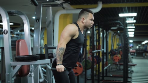 Young Muscular Man Doing Exercise At The Gym