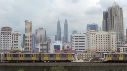 Panorama Of Kuala Lumpur And Moving Trains, Malaysia