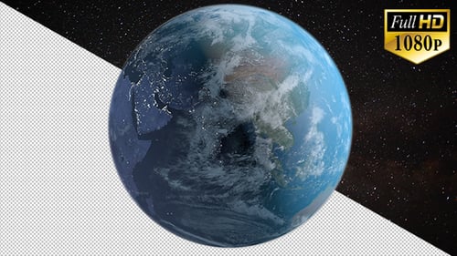 Realistic 3D Earth Rotation Day and Night with Alpha Channel
