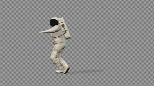 Funny Astronaut Performing Dance Moves on Transparent Background