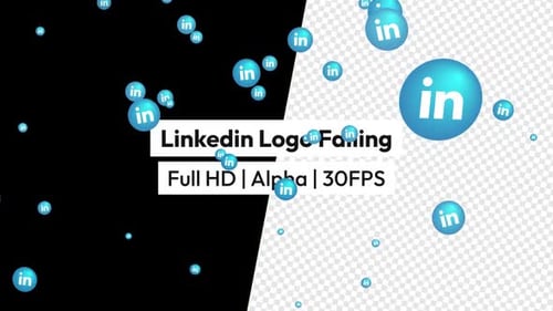 Falling LinkedIn Logo Spheres with Alpha