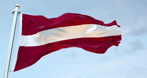 Realistic Latvia Flag Waving in Wind Loop