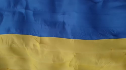 Ukrainian Flag Waving in the Wind
