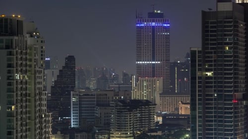 Of Windows Lights Blinking In Night Bangkok, Thailand