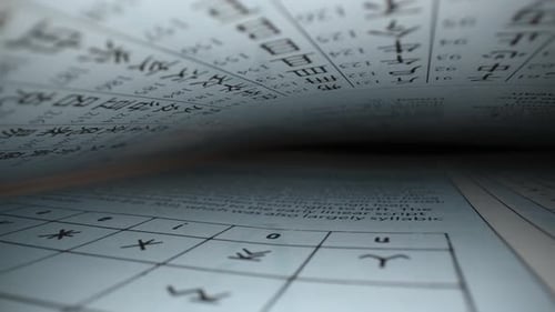 Abstract Close Up of Open Book with Text