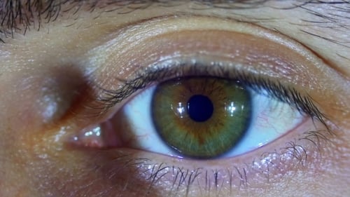 Extreme Close-Up of Human Eye with Green Iris