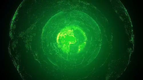 Rotating Green Earth With Shining Core 4K