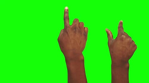 Package of 27 Gestures Made By Black Male Hands to Control Touch Screen on Alpha Channel Background