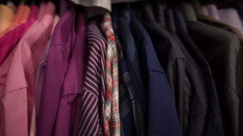 Shirts Hanging in Closet, Colorful Clothing