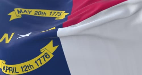 North Carolina State Flag Waving with Realistic Fabric Detail