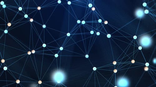 Futuristic Abstract Data Blocks and Nodes of Network Communication.