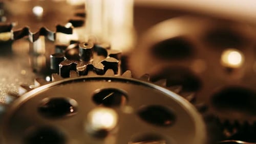 Rotating Gears Mechanism in a Close Up Shot