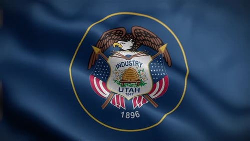 Realistic Waving Utah State Flag Animation Loop