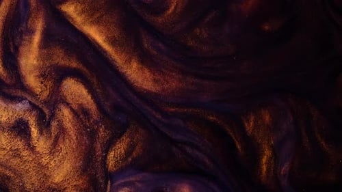 Abstract Rippling Gold and Violet Liquid
