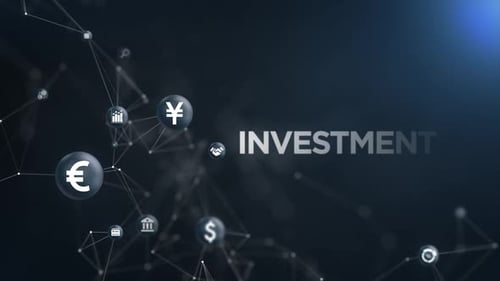 Animated Digital Network with Corporate Investment Icons