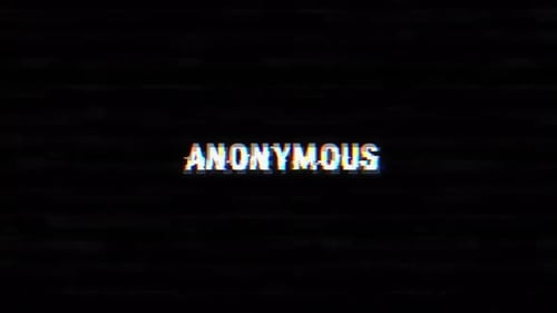 Texto de fallo anónimo con ruido y fondo vhs