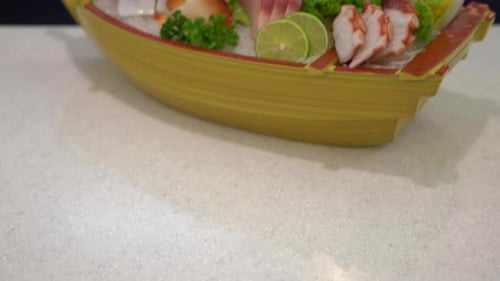 Sashimi Platter in a Decorative Boat