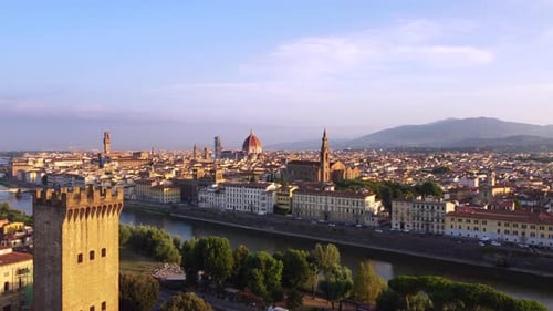 Florence or Firenze City Aerial View in Tuscany