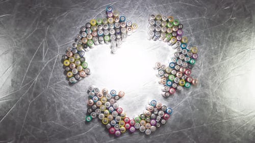 Batteries Forming Recycling Symbol on Shiny Background
