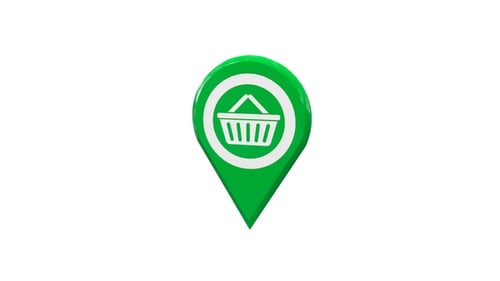 3D Animated Shopping Cart Location Pin Icon