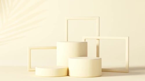 Cream Minimalist Geometric Product Display Stage Animation