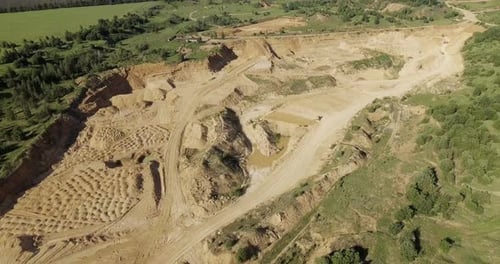 Aerial View of an Open-Pit Mine in Rural Setting