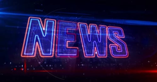 Neon News Title Opener with Futuristic Technology Background