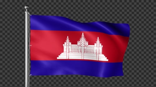 Realistic Cambodian National Flag Waving Animation
