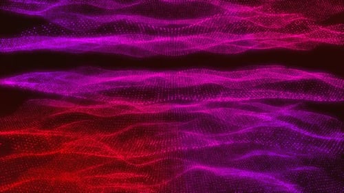 Abstract Digital Wave Background with Glowing Neon Particles
