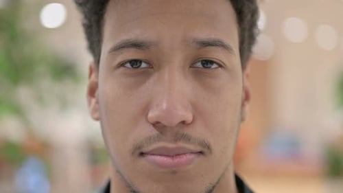 Close Up of Face of African American Man Looking at the Camera