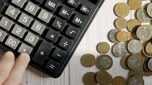 Uma mulher está calculando suas despesas por um mês
