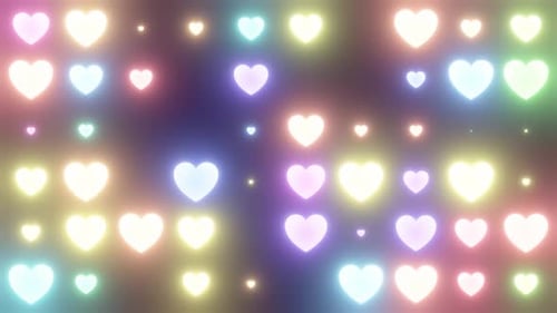 Grille lumineuse en forme de cœurs néon clignotants aux couleurs éclatantes de l'arc-en-ciel - 4K