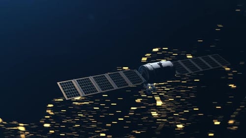 time-lapse space station flying around the globe in orbit. loop animation