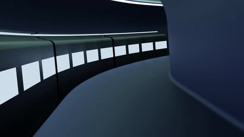 Abstract moving underground train at the subway station in blue colors