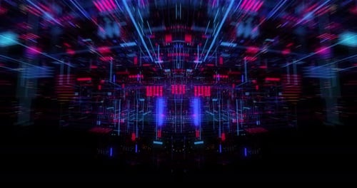 Abstract hologram 3D Big Data Digital City with futuristic matrix.