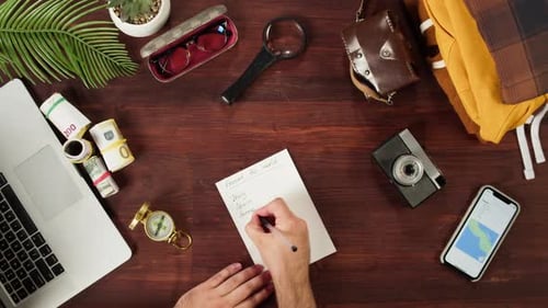 Writing List for Travelling Top View